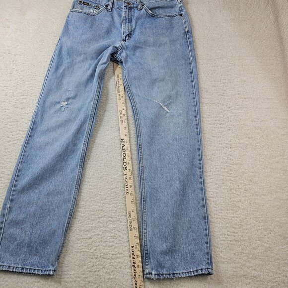 Lee Jeans Mens 34x32 Y2K Blue Denim Light Stone Wash Regular Fit Distressed Norm - Picture 10 of 16
